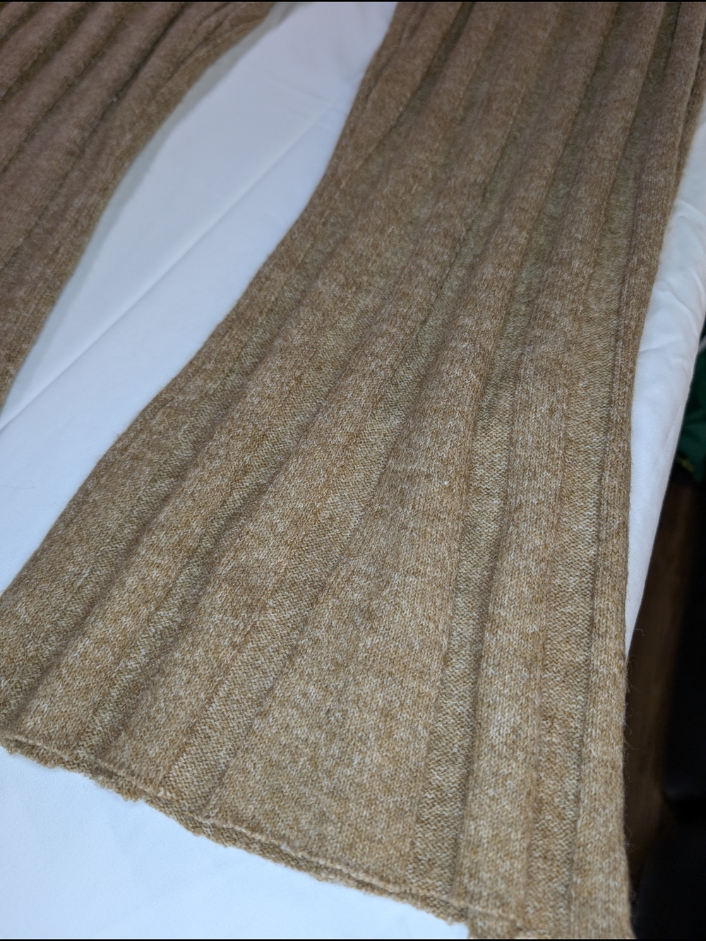 Ribbed Knit Flared Pants in Camel - Picture 12 of 14